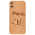 Daddy's Team - Personalized Father 3D Embossed Leather Phone Case