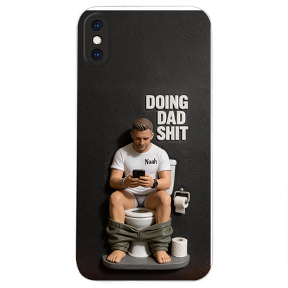 Doing Dad Shit - Personalized Father 3D Embossed Leather Phone Case