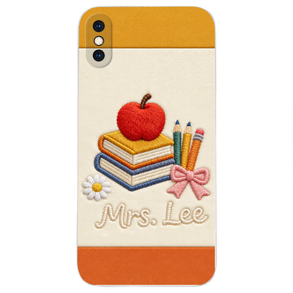 Teacher Gifts - Personalized Teacher 3D Embossed Leather Phone Case