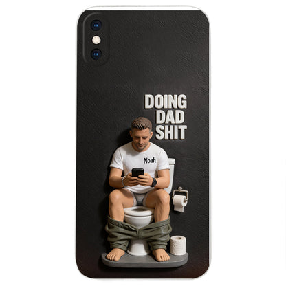 Doing Dad Shit - Personalized Father 3D Embossed Leather Phone Case
