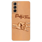 Daddy's Team - Personalized Father 3D Embossed Leather Phone Case