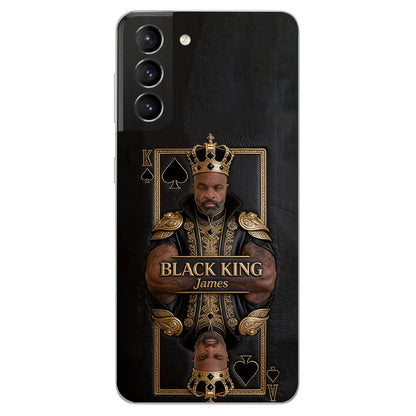 Black King - Personalized African American 3D Embossed Leather Phone Case