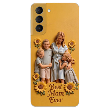 Best Mom Ever - Personalized Mother 3D Embossed Leather Phone Case