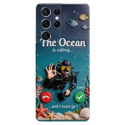 Tropical Sea Life - Personalized Scuba Diving 3D Embossed Leather Phone Case