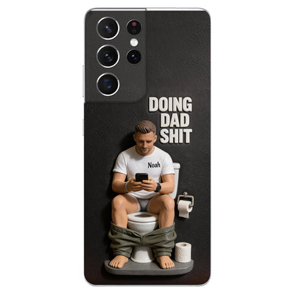 Doing Dad Shit - Personalized Father 3D Embossed Leather Phone Case
