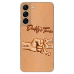 Daddy's Team - Personalized Father 3D Embossed Leather Phone Case