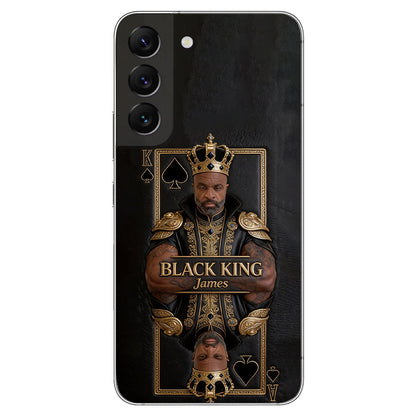 Black King - Personalized African American 3D Embossed Leather Phone Case
