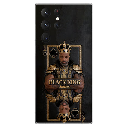 Black King - Personalized African American 3D Embossed Leather Phone Case