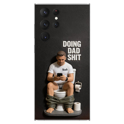 Doing Dad Shit - Personalized Father 3D Embossed Leather Phone Case