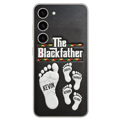 The Blackfather - Personalized Father 3D Embossed Leather Phone Case