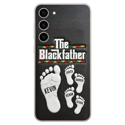 The Blackfather - Personalized Father 3D Embossed Leather Phone Case