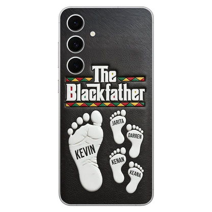 The Blackfather - Personalized Father 3D Embossed Leather Phone Case