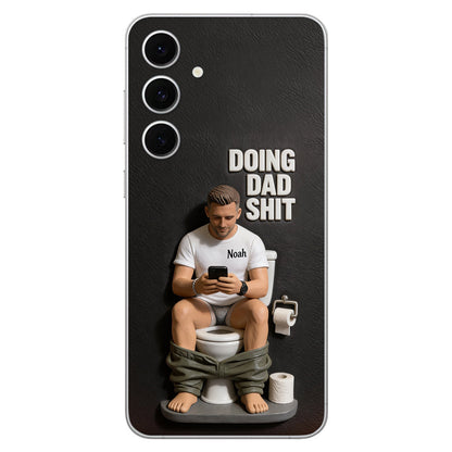Doing Dad Shit - Personalized Father 3D Embossed Leather Phone Case
