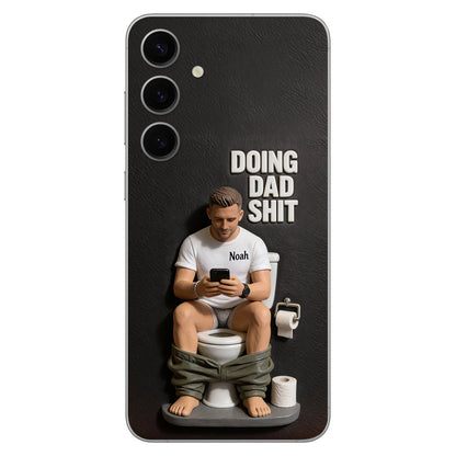 Doing Dad Shit - Personalized Father 3D Embossed Leather Phone Case