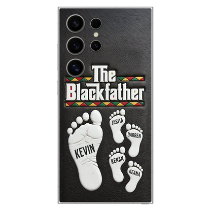 The Blackfather - Personalized Father 3D Embossed Leather Phone Case