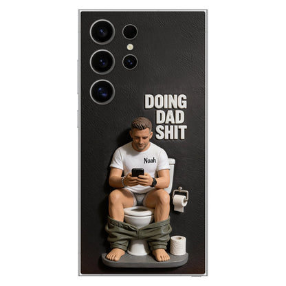 Doing Dad Shit - Personalized Father 3D Embossed Leather Phone Case