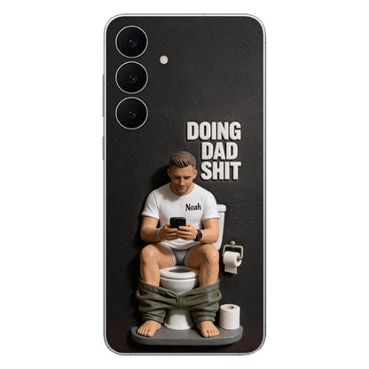 Doing Dad Shit - Personalized Father 3D Embossed Leather Phone Case