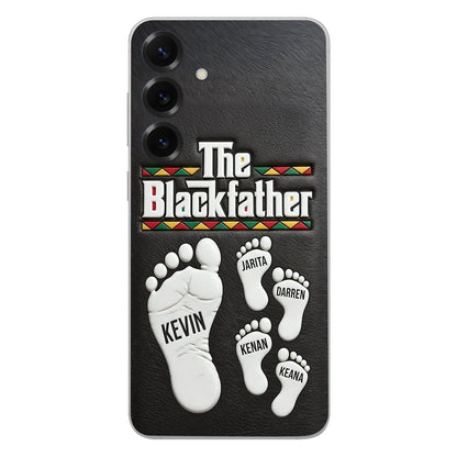 The Blackfather - Personalized Father 3D Embossed Leather Phone Case