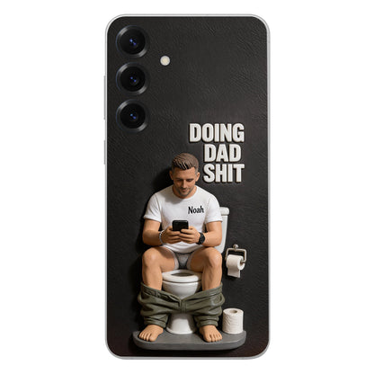 Doing Dad Shit - Personalized Father 3D Embossed Leather Phone Case